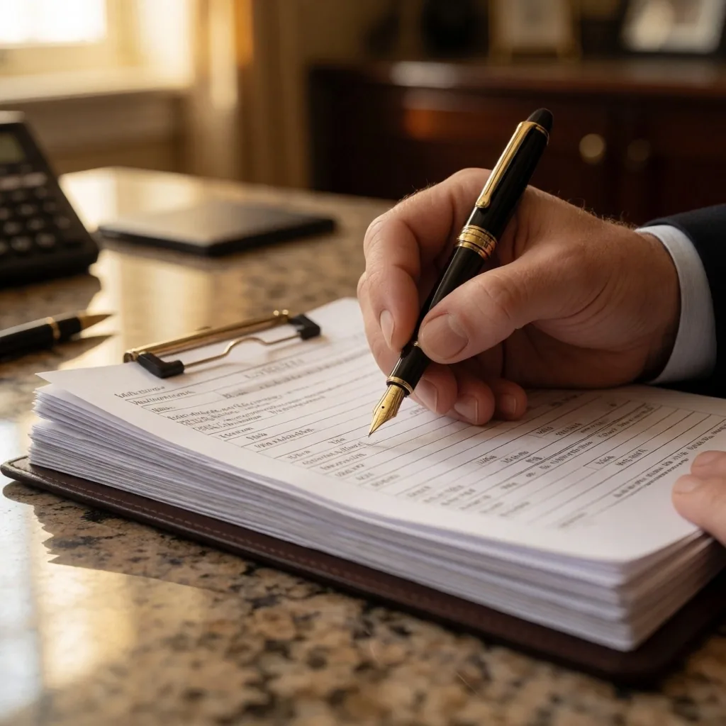 Manuscrito sobre escritorio de consultoría