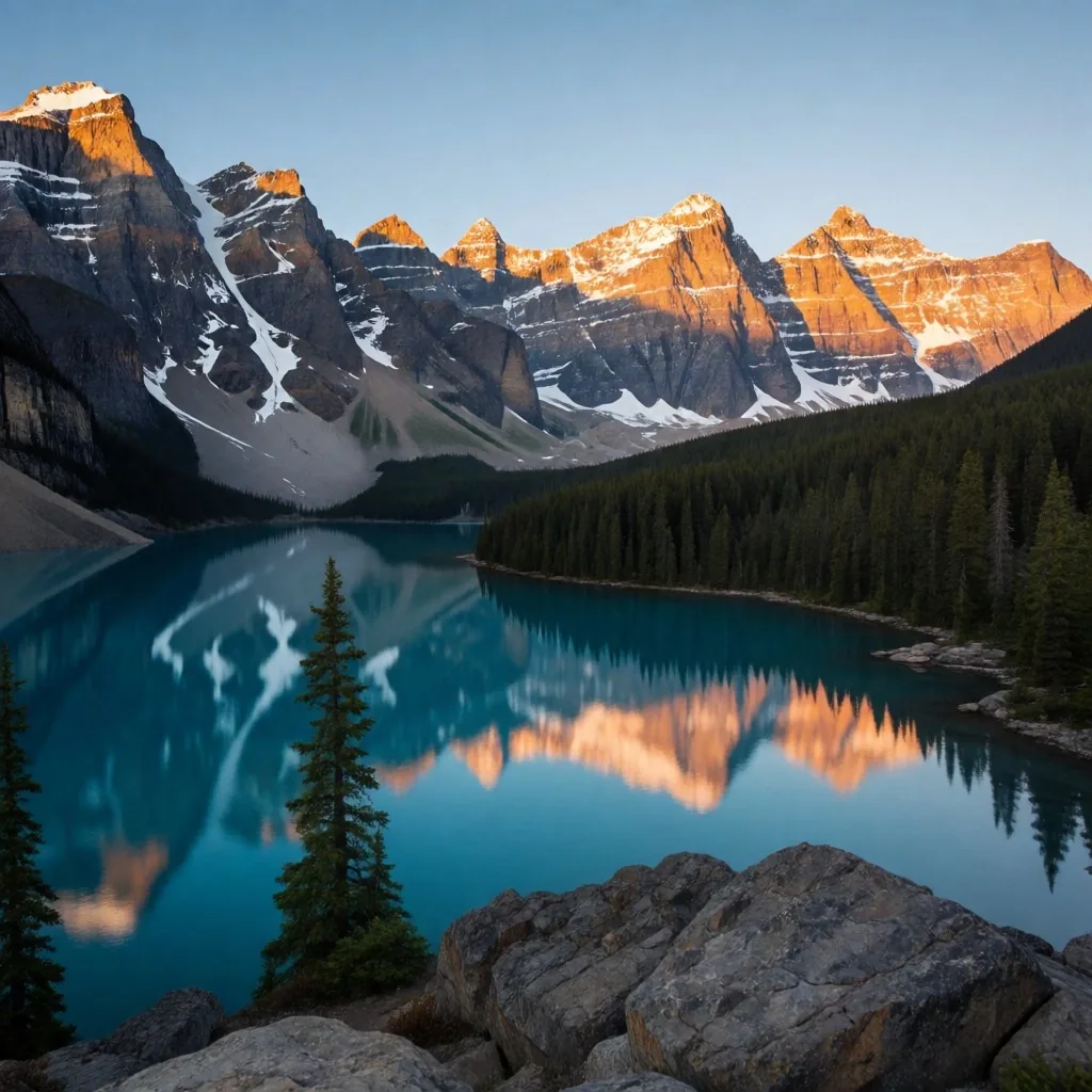 Paisaje canadiense al amanecer reflejando la migración hacia el norte