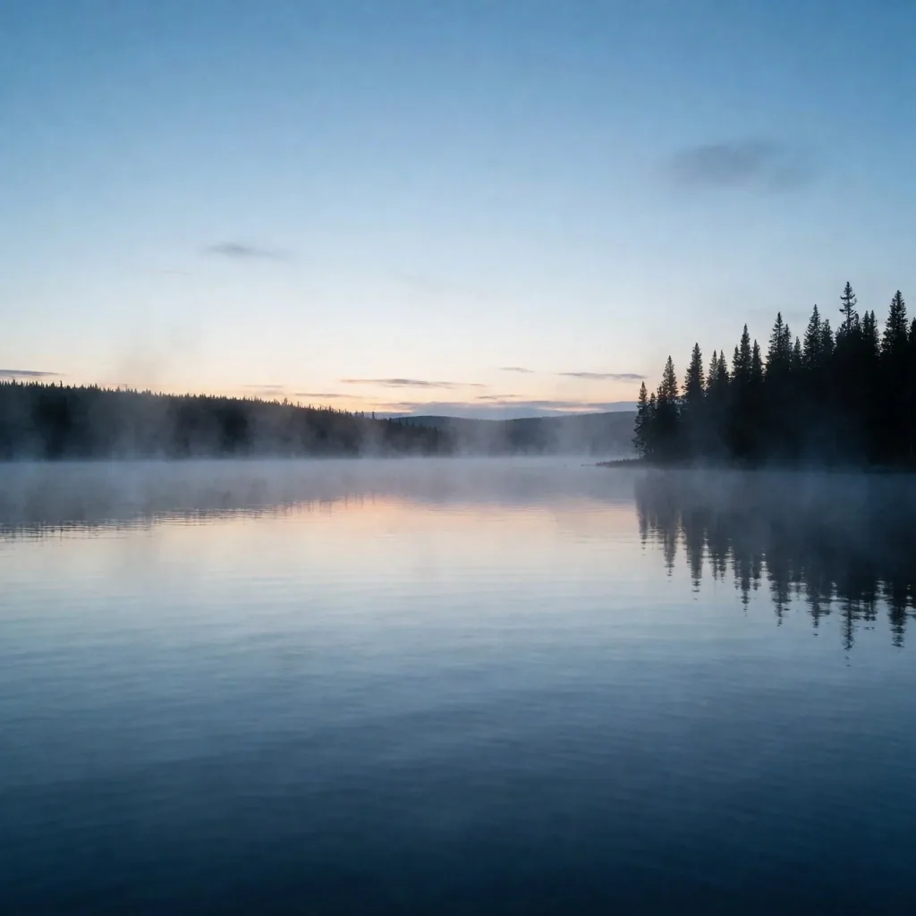 Lago canadiense al amanecer